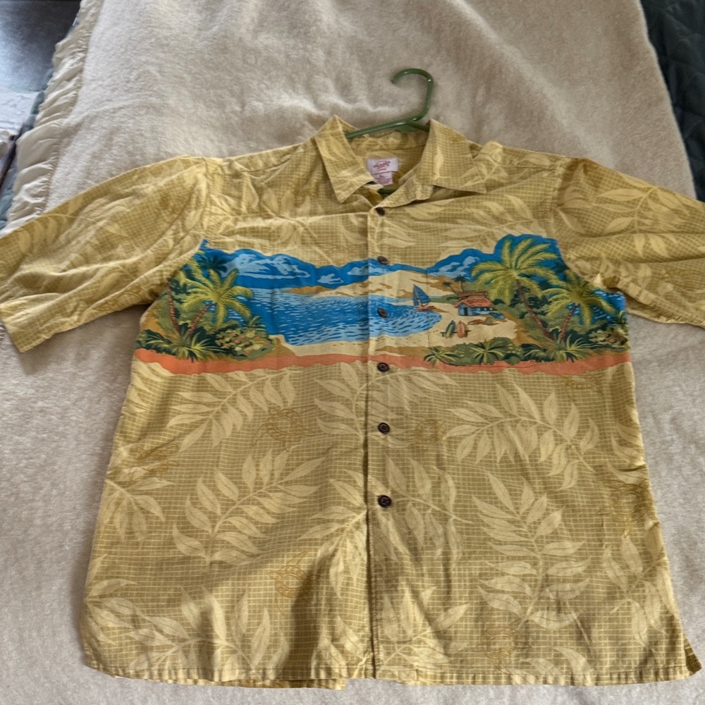 Scenic Beach Print Casual Button Down Shirt